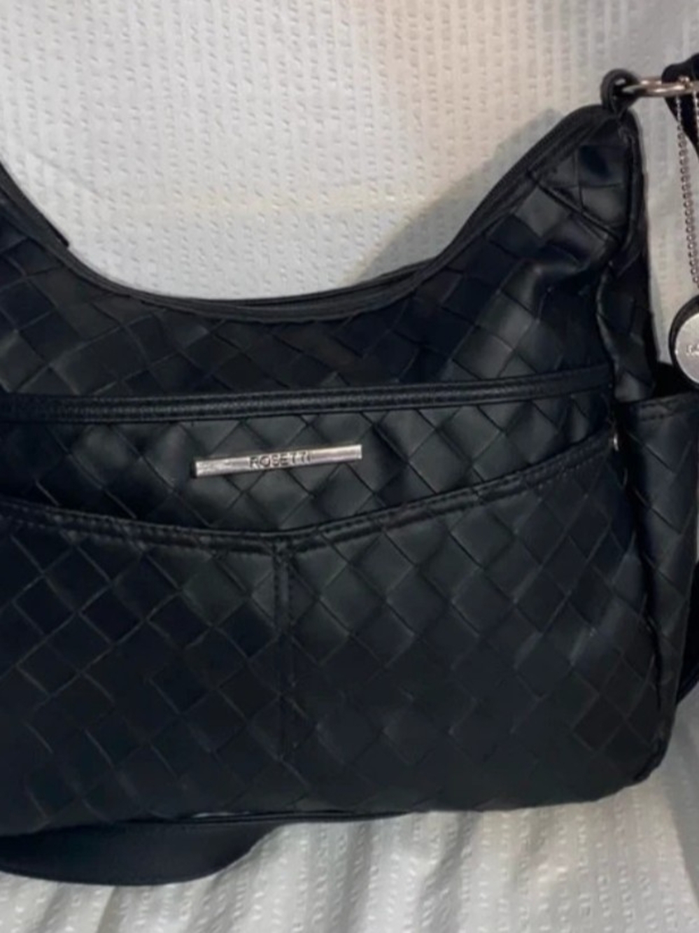 Rosetti Black Quilted Shoulder Bag with Silver Accent
